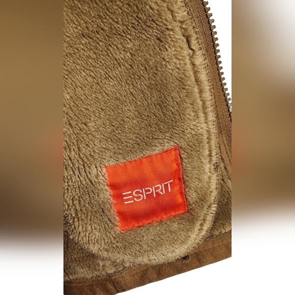 Esprit Fur Lined Coat, Faux Suede / Faux Fur, Vintage Esprit, Size Small - Picture 3 of 11